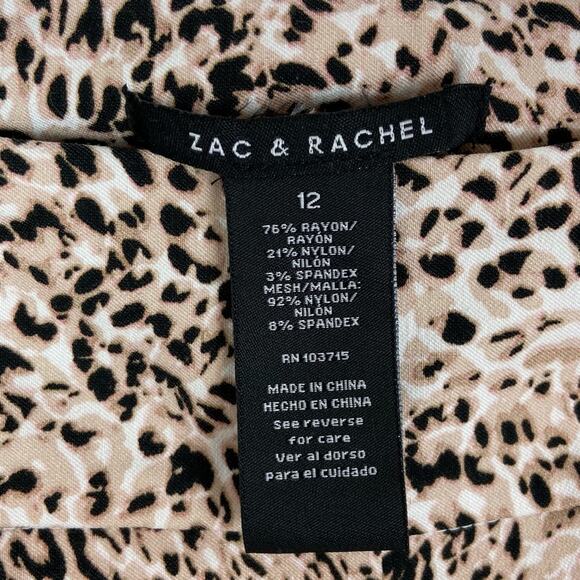 Zac & Rachel Pants Trouser Cropped Ombré Animal Print Pull on Stretch Size 12 - Picture 9 of 10
